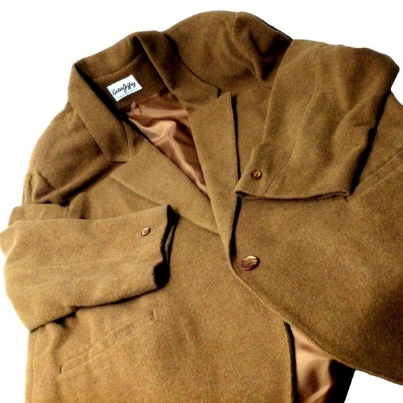 Vintage 80s Carissa Jeffrey Blazer Relaxed 1button Jacket -16 Wool Blend Mustard - Picture 7 of 10